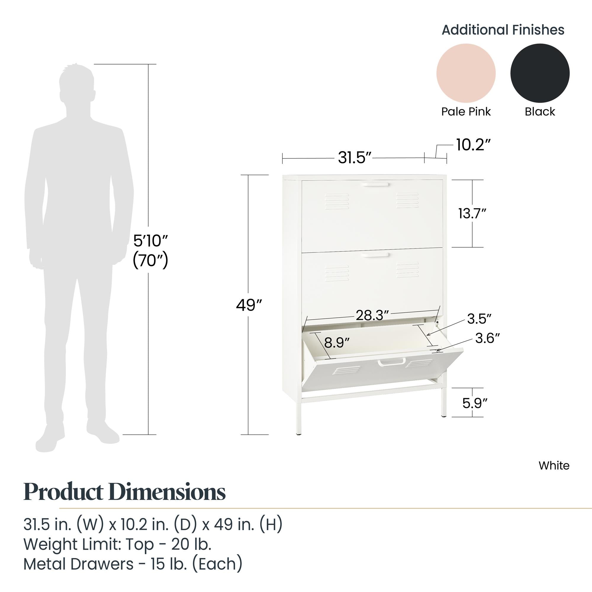 Systembuild Evolution Mission District 3 Door Locker Style Metal Shoe Storage Cabinet - Black