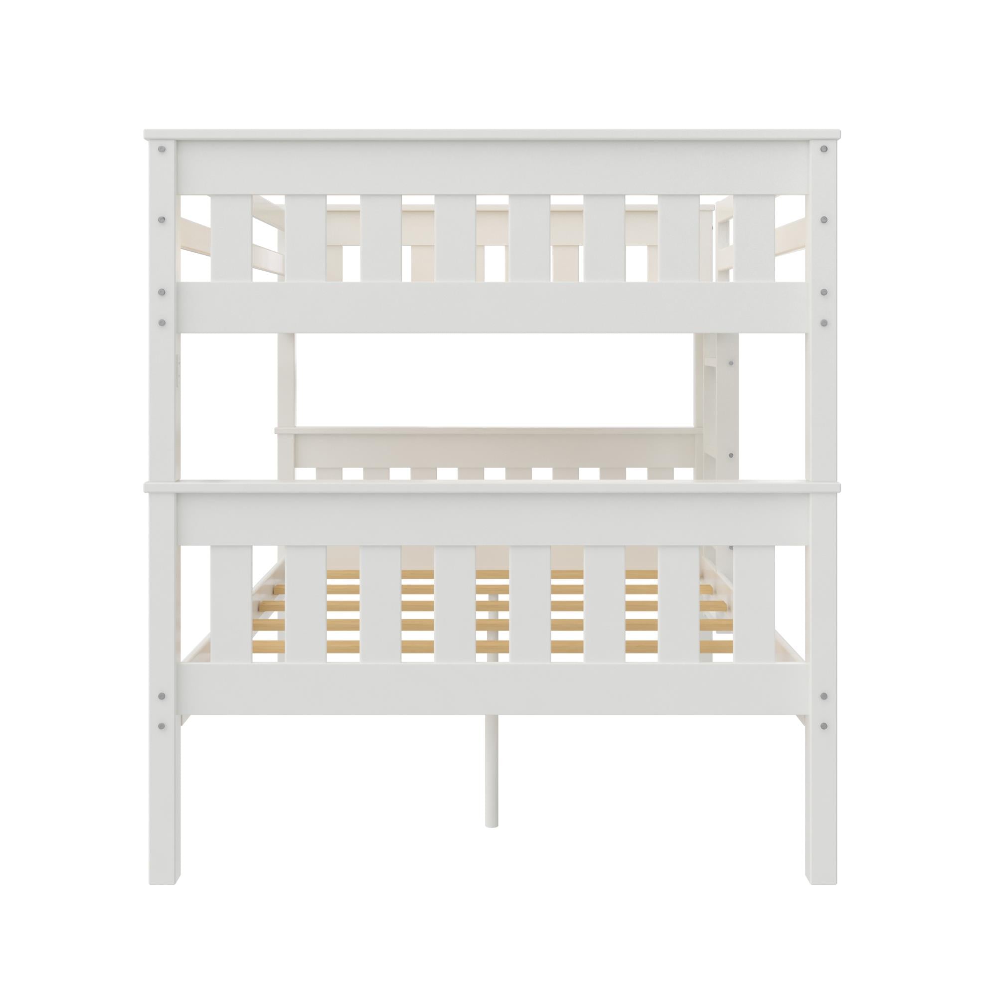 DHP Moon Kids' Wood Bunk Bed with USB - White