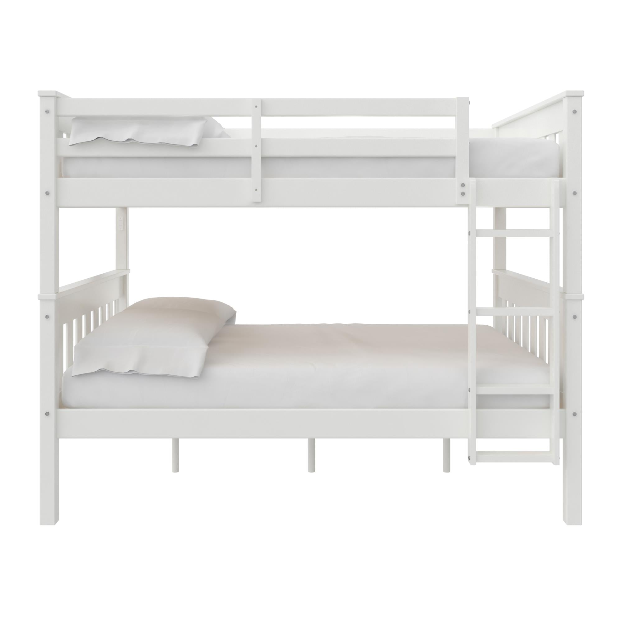DHP Moon Kids' Wood Bunk Bed with USB - White