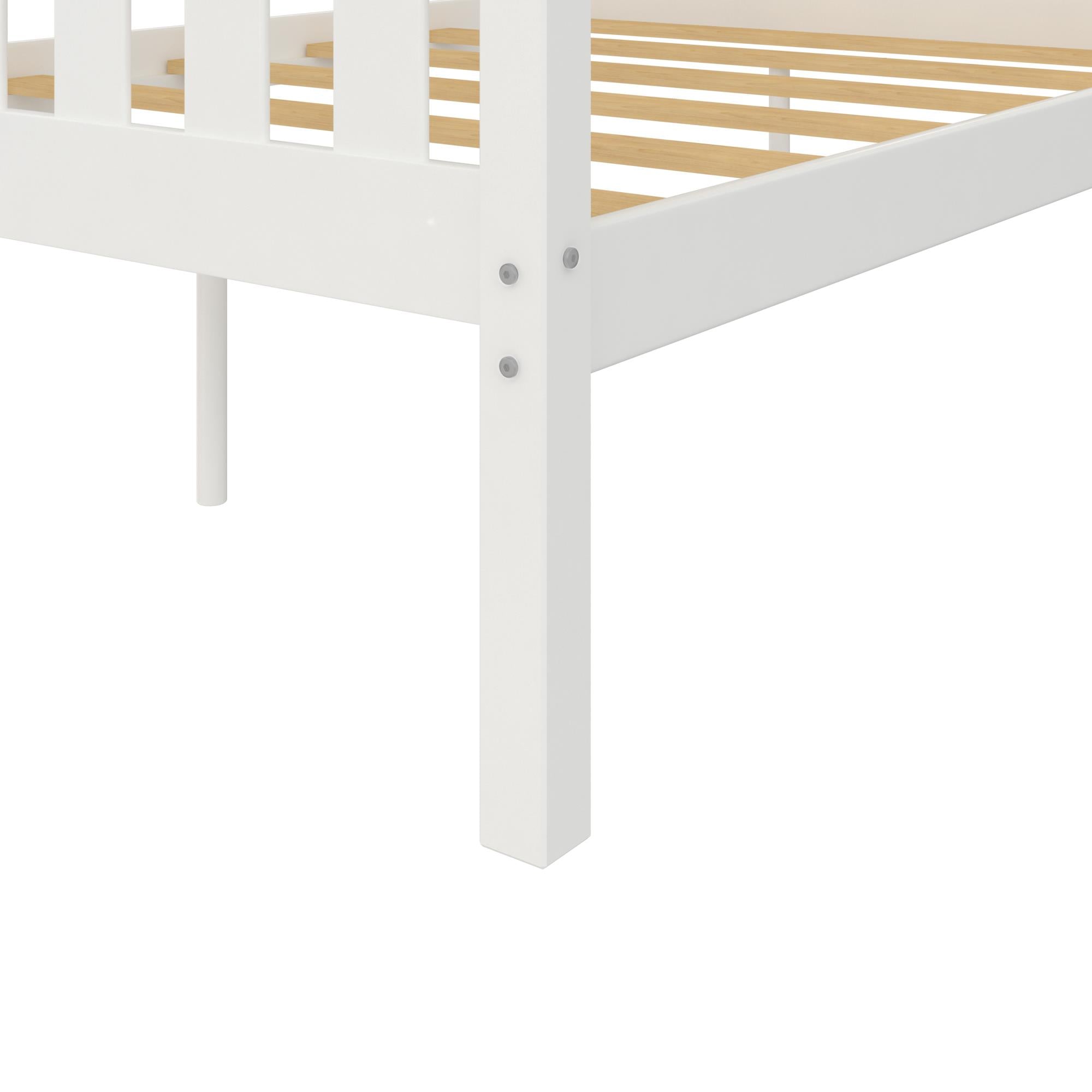 DHP Moon Kids' Wood Bunk Bed with USB - White