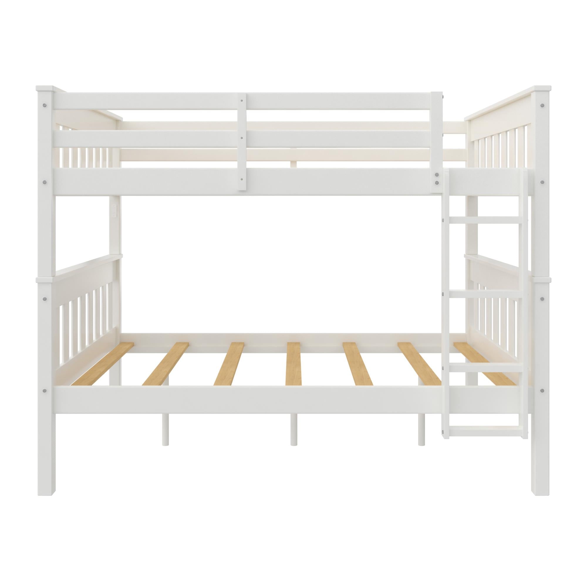 DHP Moon Kids' Wood Bunk Bed with USB - White