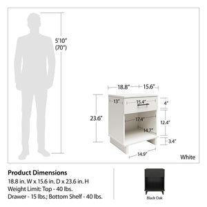 Ameriwood Home Southlander 1 Drawer Nightstand - White