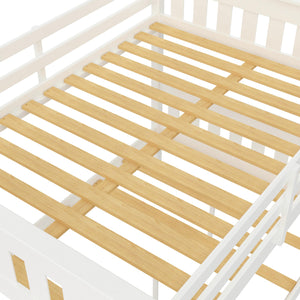 DHP Moon Kids' Wood Bunk Bed with USB - White