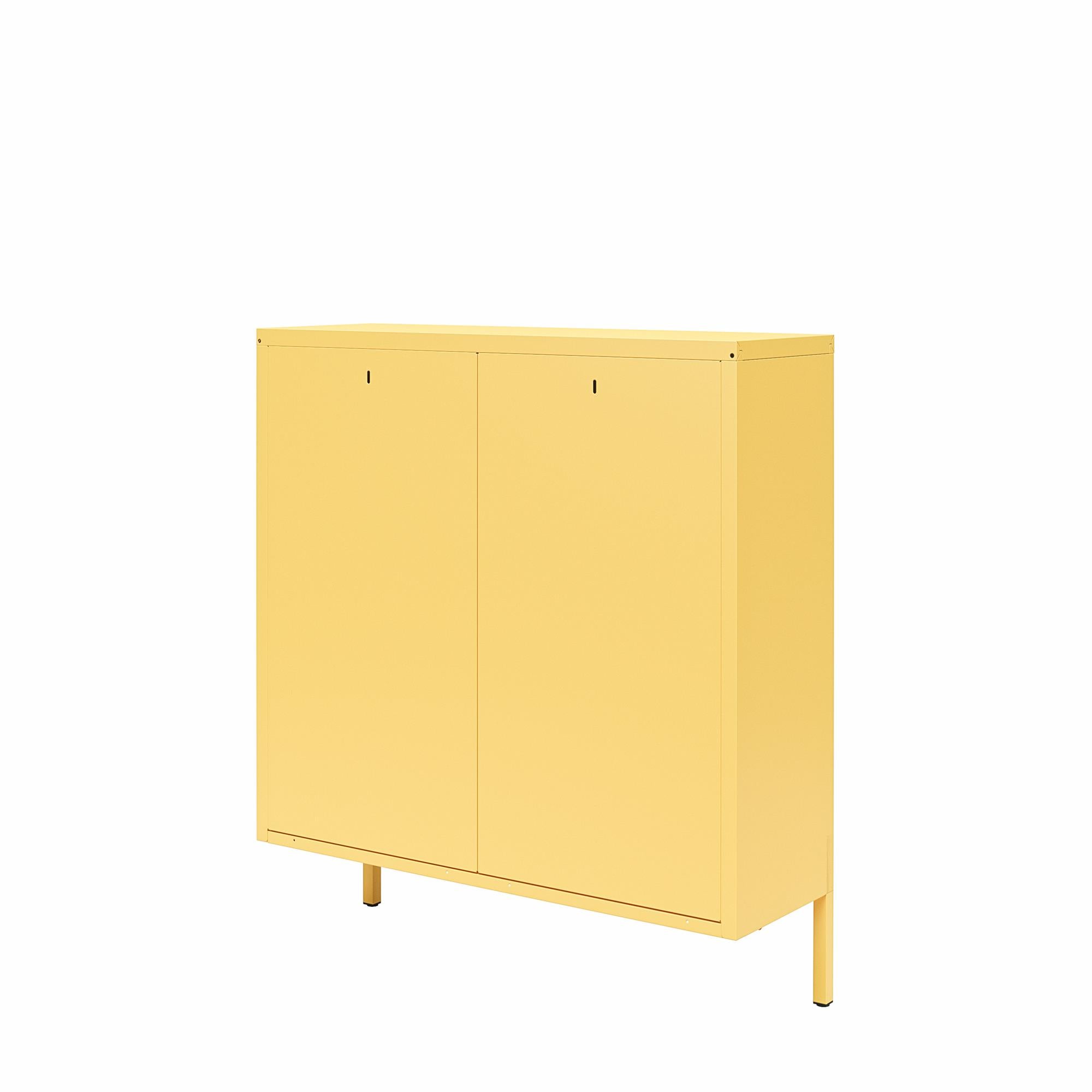 Novogratz Cache 2 Door Locker Style Metal Shoe Storage Cabinet - Yellow