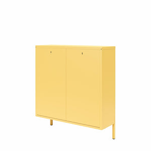 Novogratz Cache 2 Door Locker Style Metal Shoe Storage Cabinet - Yellow
