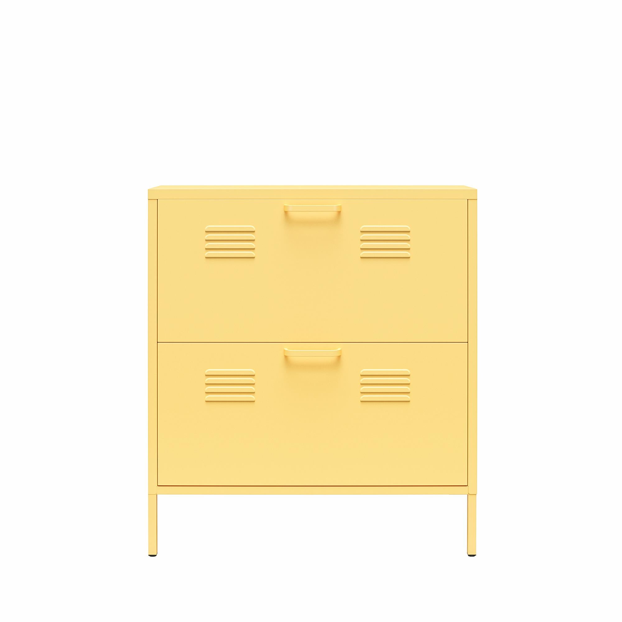 Novogratz Cache 2 Door Locker Style Metal Shoe Storage Cabinet - Yellow