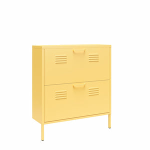 Novogratz Cache 2 Door Locker Style Metal Shoe Storage Cabinet - Yellow