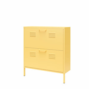 Novogratz Cache 2 Door Locker Style Metal Shoe Storage Cabinet - Yellow