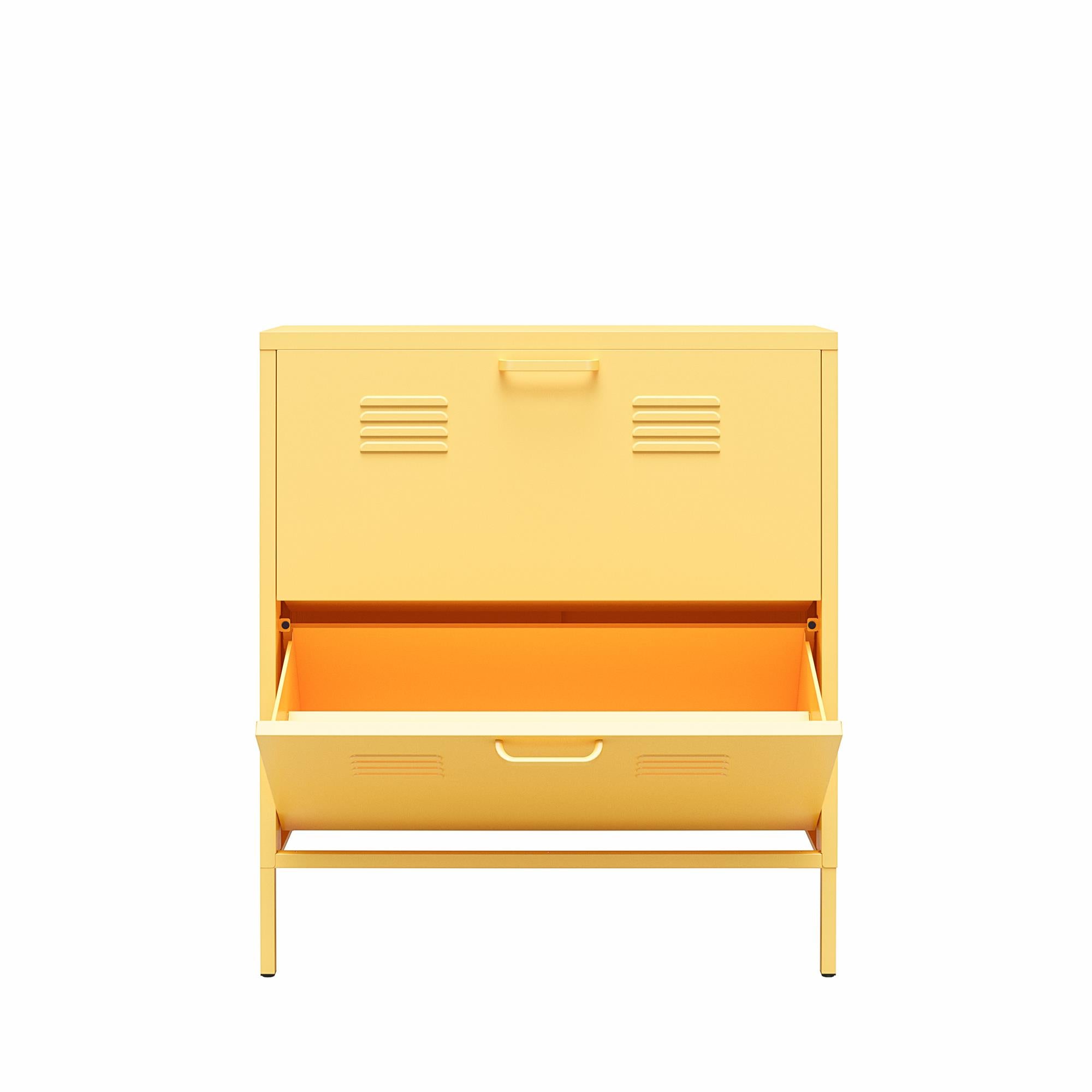 Novogratz Cache 2 Door Locker Style Metal Shoe Storage Cabinet - Yellow