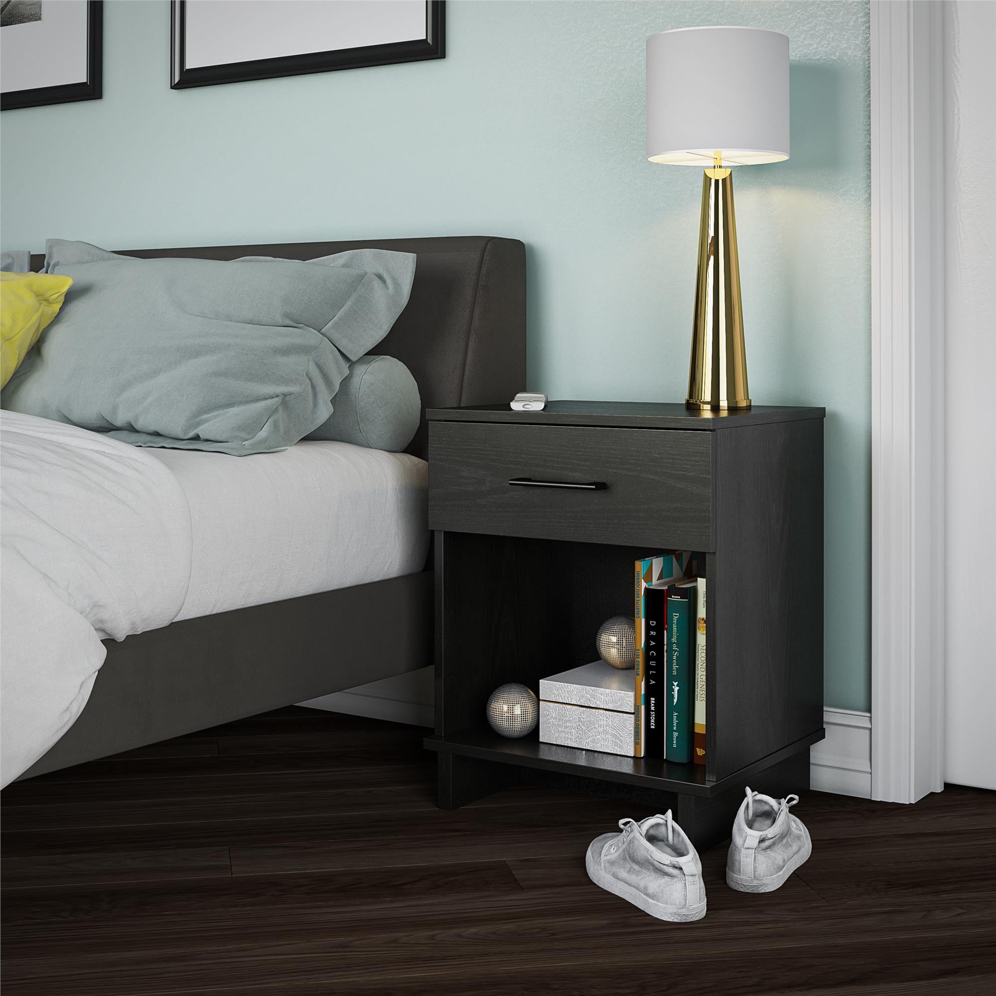 Ameriwood Home Southlander 1 Drawer Nightstand - Black Oak