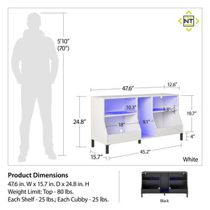 NTense Falcon Youth Gaming TV Stand w/ ARGB LED Lights - White