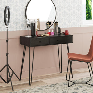 Novogratz Kimberly At Home Vanity with Drawers - Black Oak