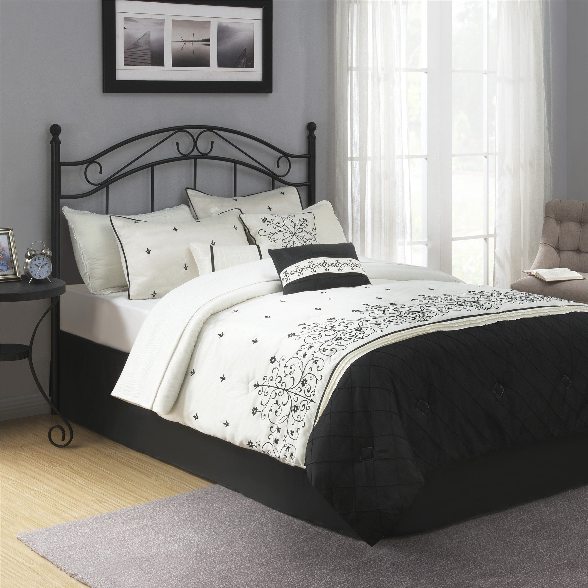 DHP Full/Queen Metal Headboard - Black - Adjustable Full/Queen