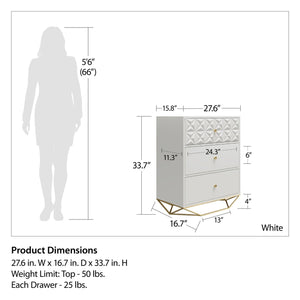 CosmoLiving Blair 3 Drawer Dresser - White