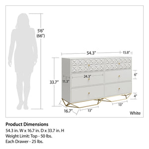 CosmoLiving Blair 6 Drawer Dresser - White