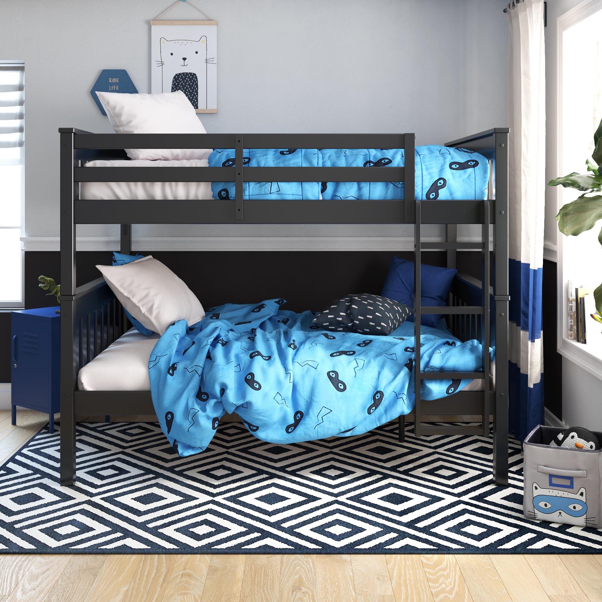 DHP Moon Kids' Wood Bunk Bed with USB - Black