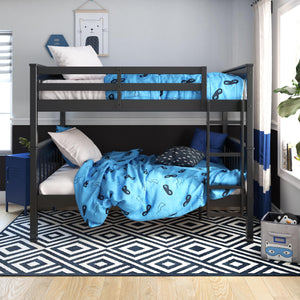 DHP Moon Kids' Wood Bunk Bed with USB - Black