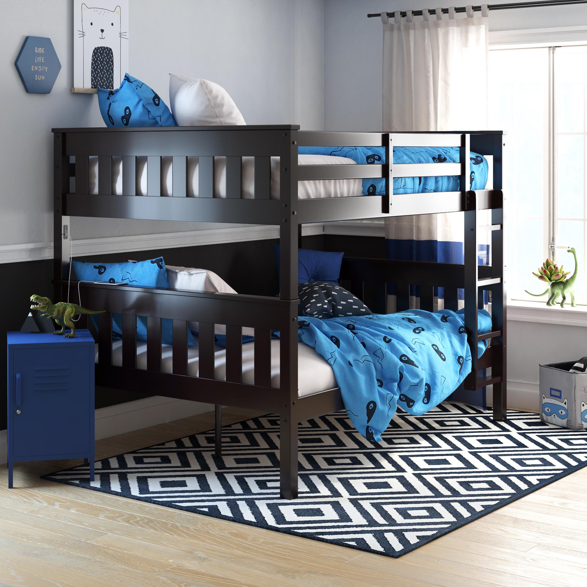 DHP Moon Kids' Wood Bunk Bed with USB - Espresso