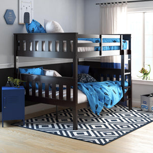DHP Moon Kids' Wood Bunk Bed with USB - Espresso
