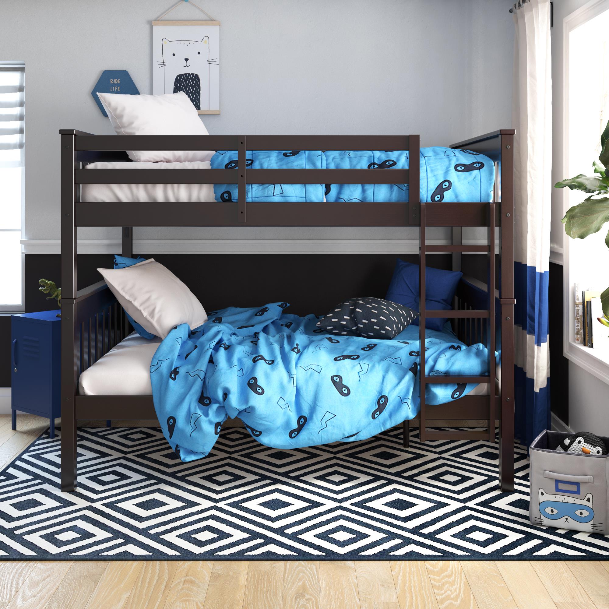 DHP Moon Kids' Wood Bunk Bed with USB - Espresso