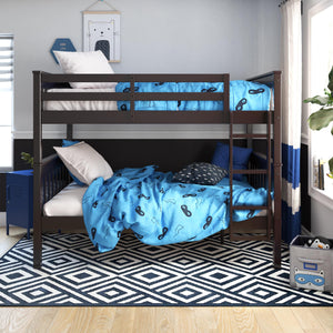 DHP Moon Kids' Wood Bunk Bed with USB - Espresso