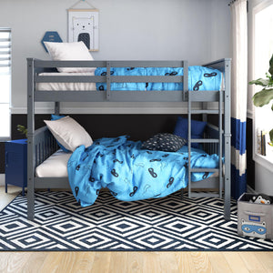 DHP Moon Kids' Wood Bunk Bed with USB - Gray