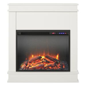 Ameriwood Home Mateo Electric Fireplace with Mantel and Touchscreen Display - White