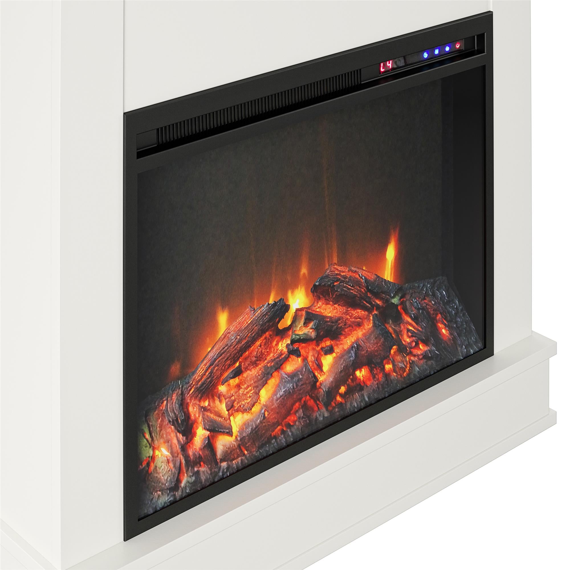 Ameriwood Home Mateo Electric Fireplace with Mantel and Touchscreen Display - White