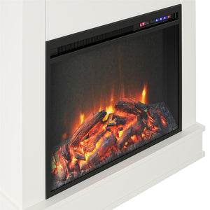 Ameriwood Home Mateo Electric Fireplace with Mantel and Touchscreen Display - White