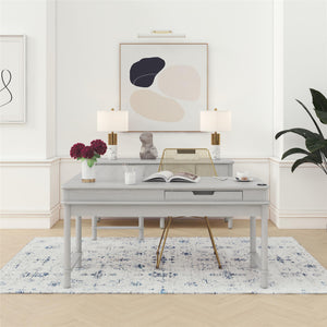 CosmoLiving Selena Lift-top L Desk - Rustic White