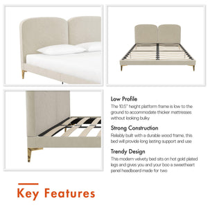 CosmoLiving Coco Upholstered Bed - Ivory - Queen