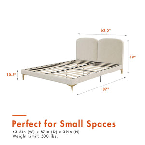 CosmoLiving Coco Upholstered Bed - Ivory - Queen