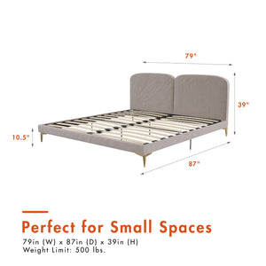CosmoLiving Coco Upholstered Bed - Taupe - King