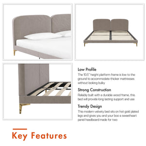 CosmoLiving Coco Upholstered Bed - Taupe - King