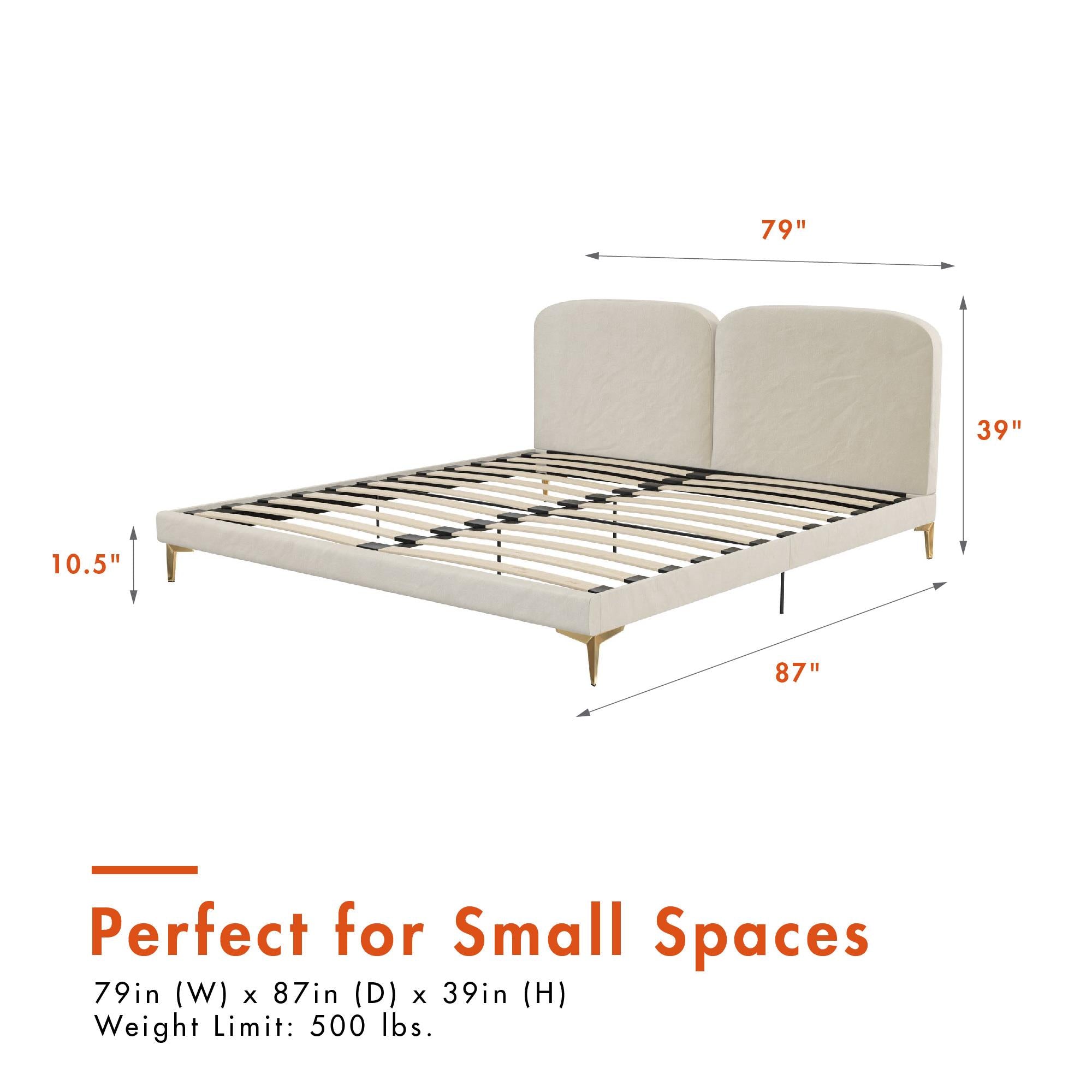 CosmoLiving Coco Upholstered Bed - Ivory - King