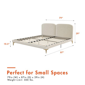 CosmoLiving Coco Upholstered Bed - Ivory - King