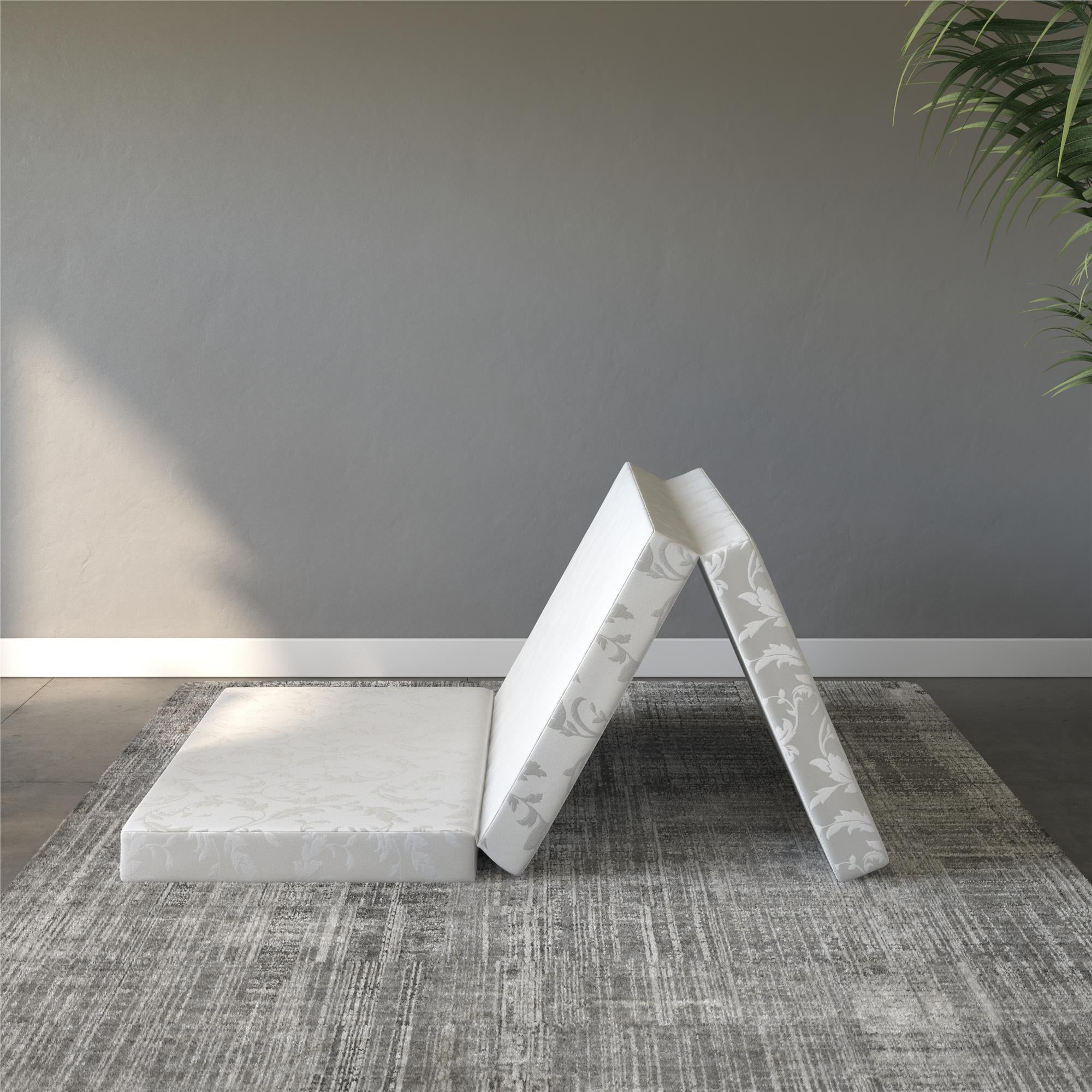 Signature Sleep 4-Inch Tri-Fold Mattress / Folding Mattress, Twin - White - Twin