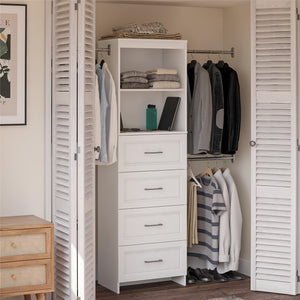 Systembuild Evolution Nevaeh Ridge 4 Drawer Closet Storage - White