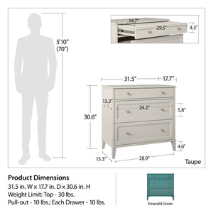 Ameriwood Home Monticello 2 Drawer Dresser w/ Pull-out Desk - Emerald Green