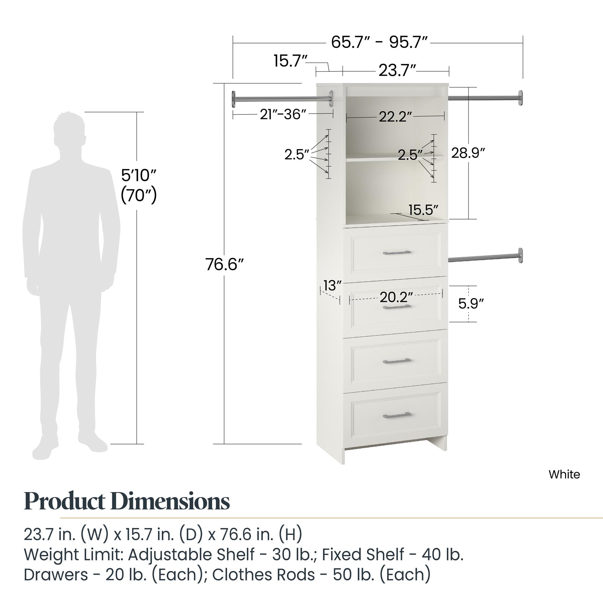 Systembuild Evolution Nevaeh Ridge 4 Drawer Closet Storage - White