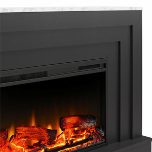Ameriwood Home Lynnhaven Wide Mantel with Linear Electric Fireplace - Matte Black