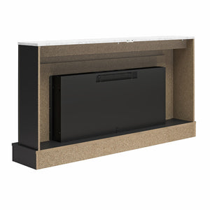 Ameriwood Home Lynnhaven Wide Mantel with Linear Electric Fireplace - Matte Black
