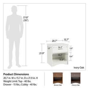 Ameriwood Home Jerry Hill Nightstand with Drawer - Brown Oak