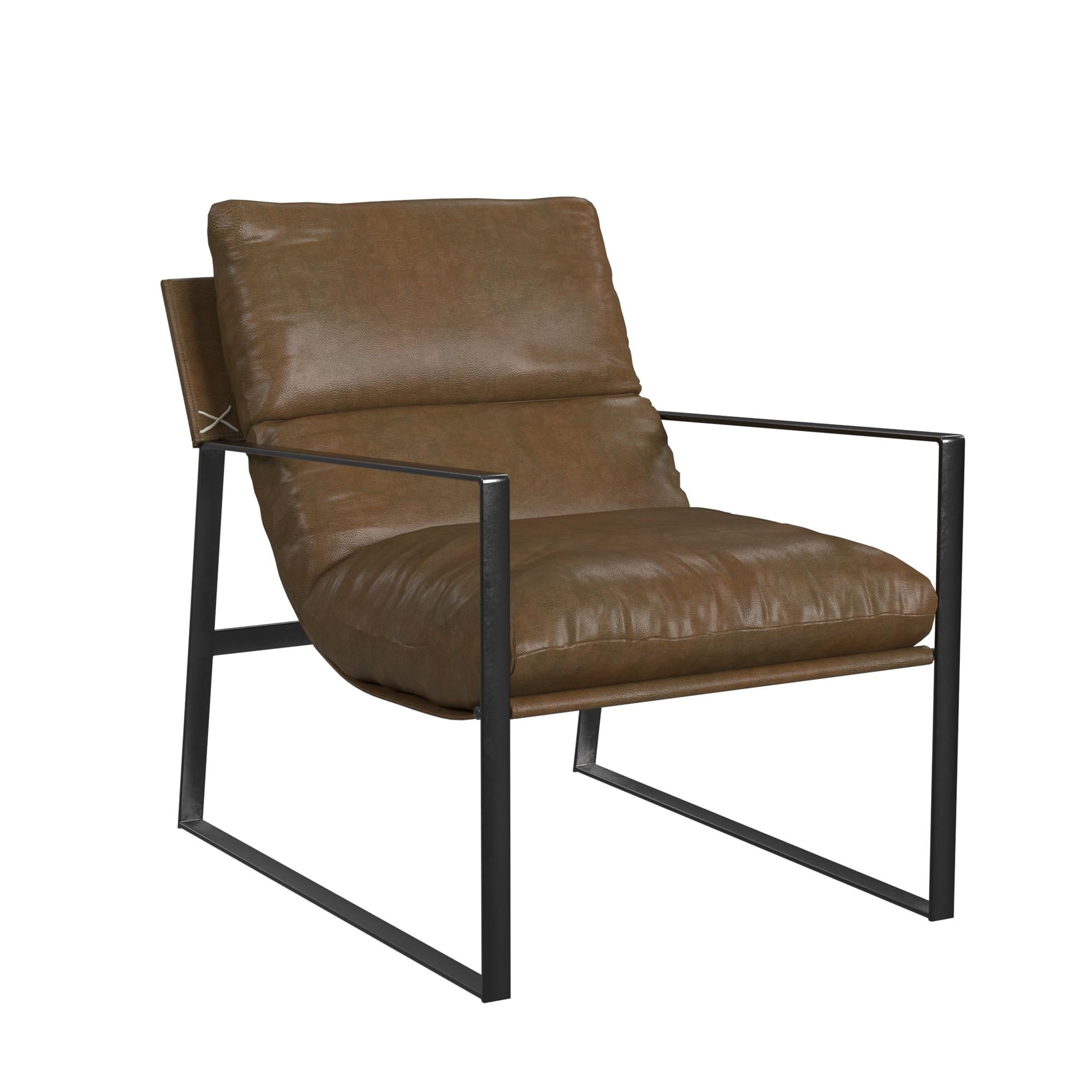 Cortney's Collection Varick Faux Leather Accent Chair - Acorn
