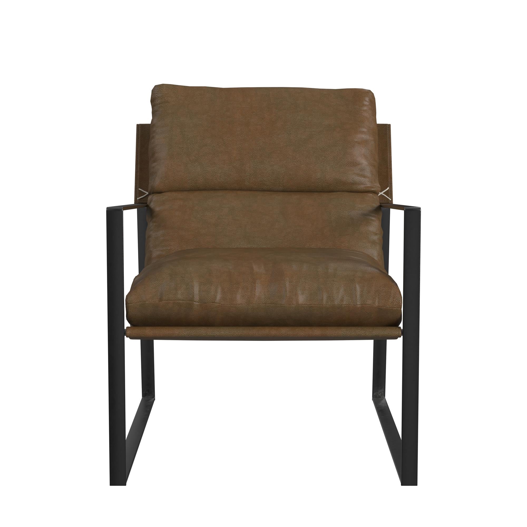 Cortney's Collection Varick Faux Leather Accent Chair - Acorn