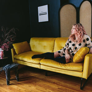 Mr. Kate Neely Futon with Bolster Pillows - Mustard
