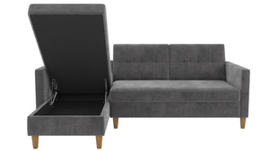 DHP Hartford Futon Sectional Sofa Bed with Storage - Gray