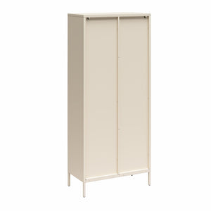 Mr. Kate Luna Tall 2-Door Accent Cabinet with Fluted Glass - Parchment