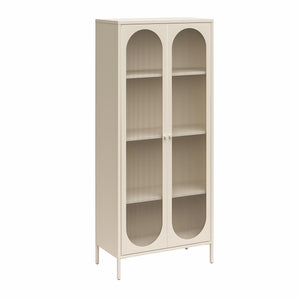 Mr. Kate Luna Tall 2-Door Accent Cabinet with Fluted Glass - Parchment