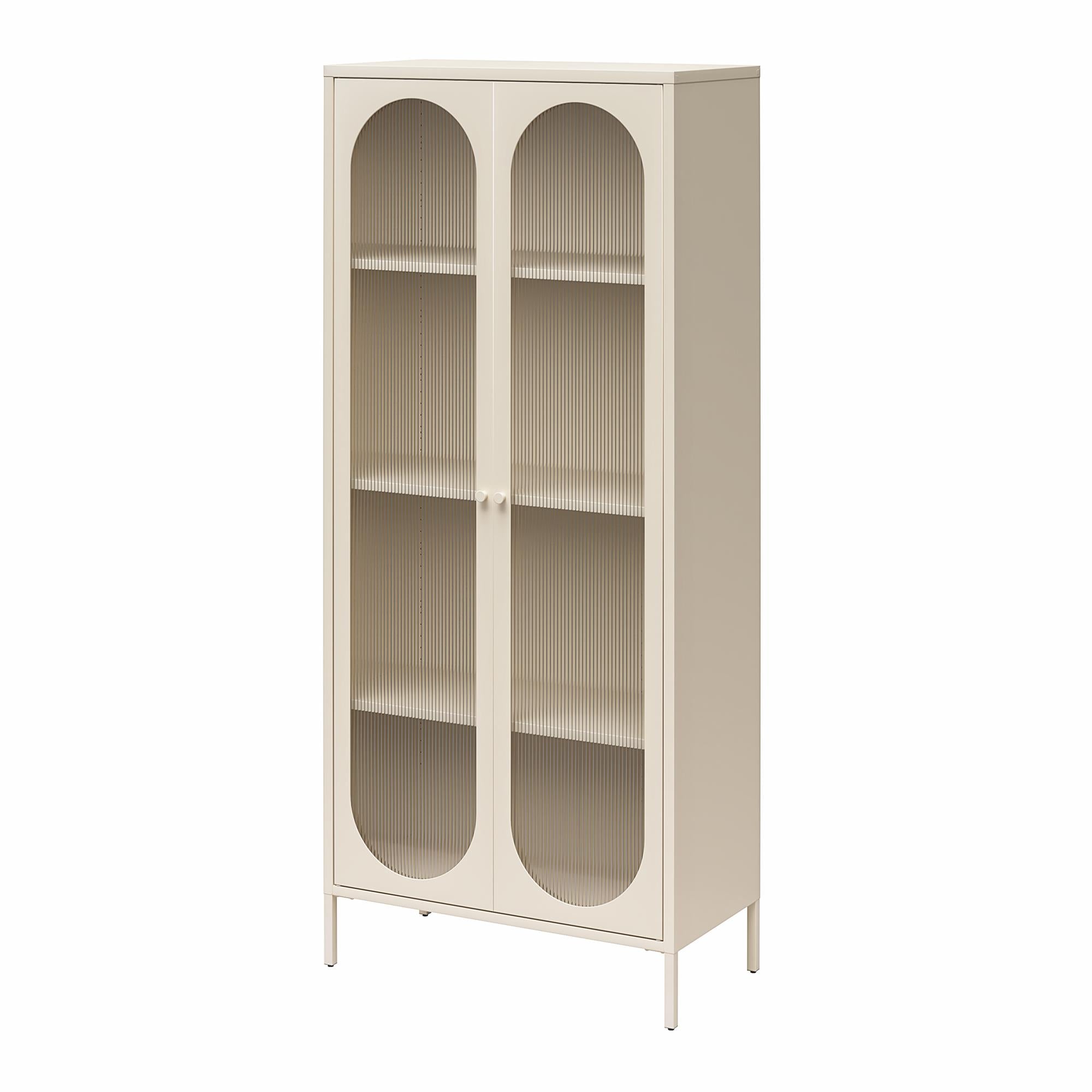 Mr. Kate Luna Tall 2-Door Accent Cabinet with Fluted Glass - Parchment